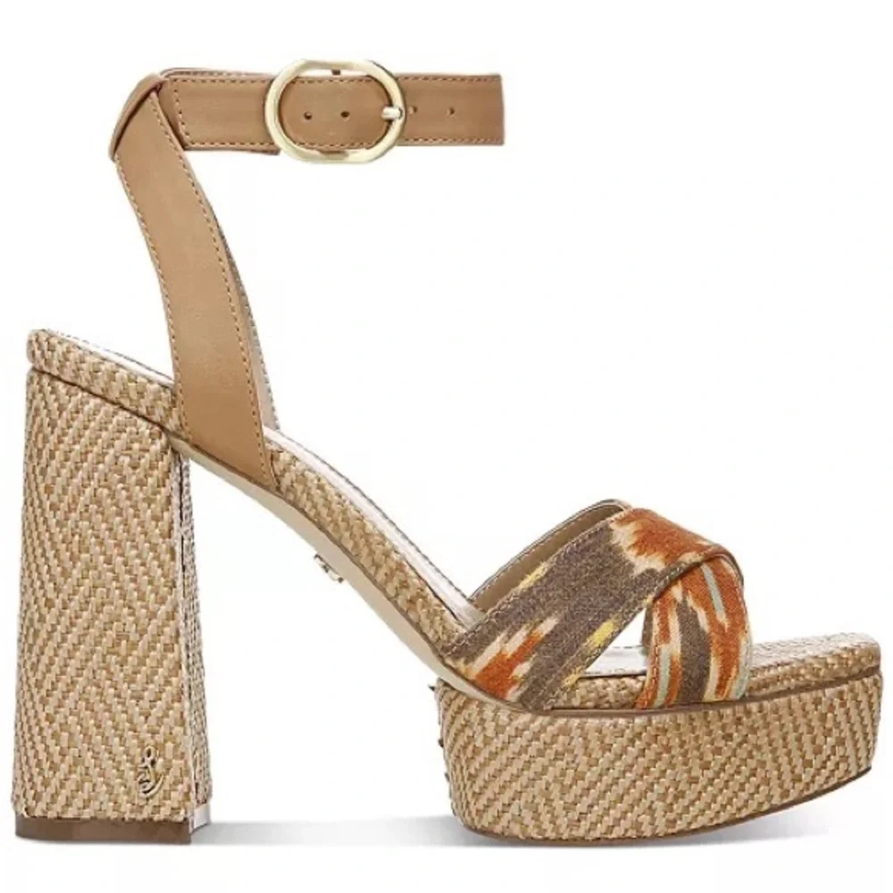 SAM EDELMAN Women's Nolita Raffia Platform Sandals - Picture 6 of 12